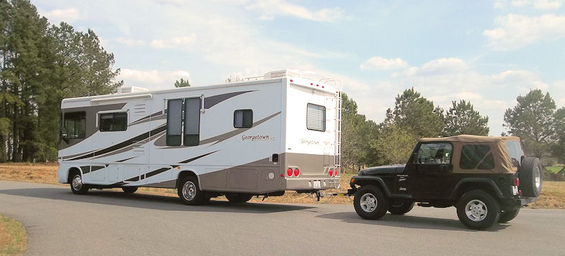 Can a class c motorhome tow a jeep